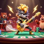 Join the excitement at 11WIN with a thrilling casino scene featuring vibrant characters and poker elements.
