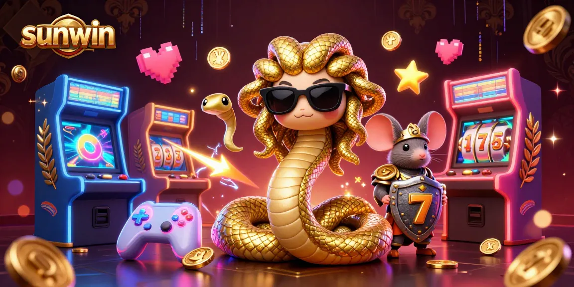 Engage in exciting gameplay with sunwin's vibrant 3D casino illustration featuring lucky symbols and characters.