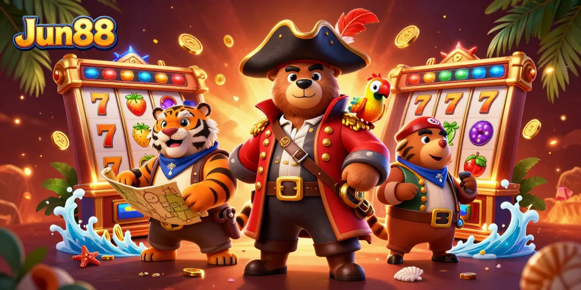 Experience thrilling gaming at Jun88 with pirate adventures and slot action illustrated