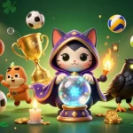 Experience the thrill of hay with a mystical casino scene featuring a fortune teller cat.