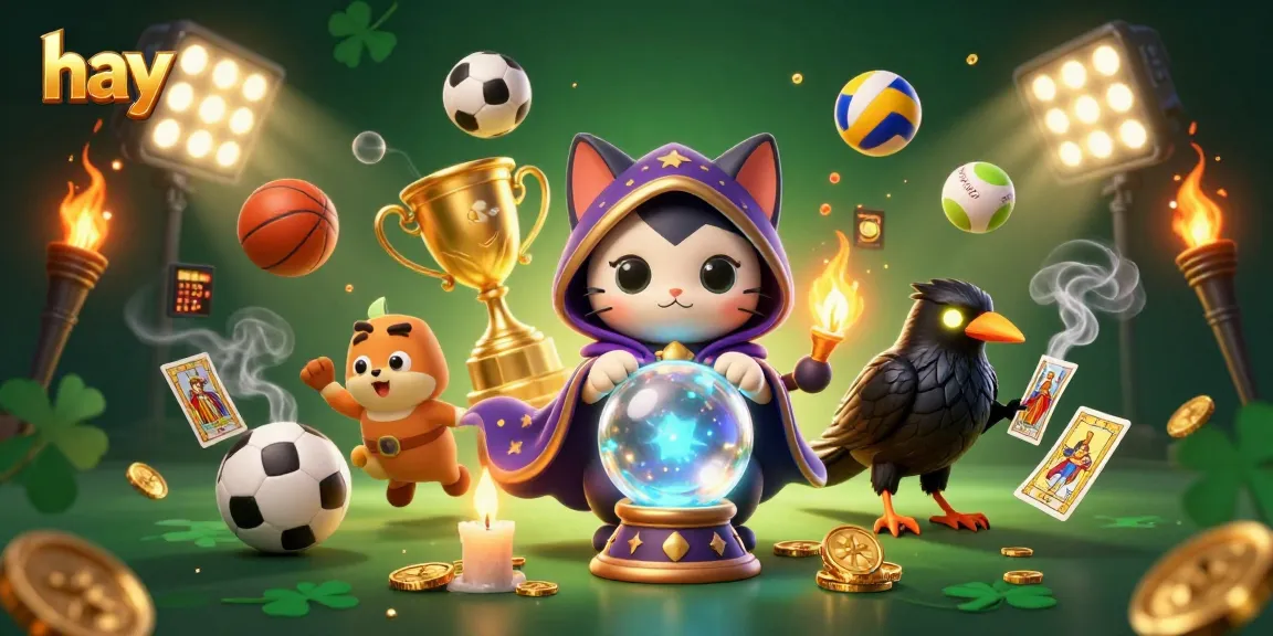Experience the thrill of hay with a mystical casino scene featuring a fortune teller cat.
