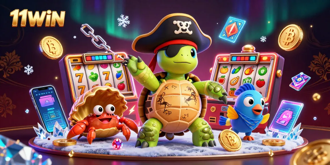Experience thrilling wins with 11WIN at this vibrant casino scene featuring pirate characters.