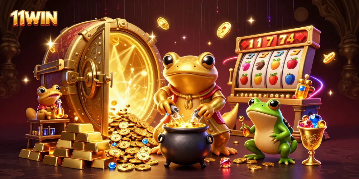 Experience 11WIN's enchanting world of gold and slots with vibrant illustrations.